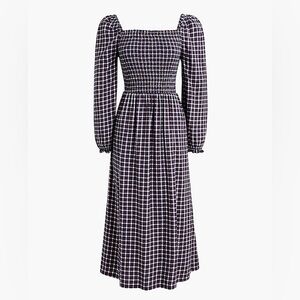 J. Crew | Flannel squareneck smocked midi dress